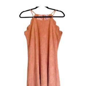 Alya Blush Pink Scalloped Sleeveless Microfiber Knee Length Dress Size Medium